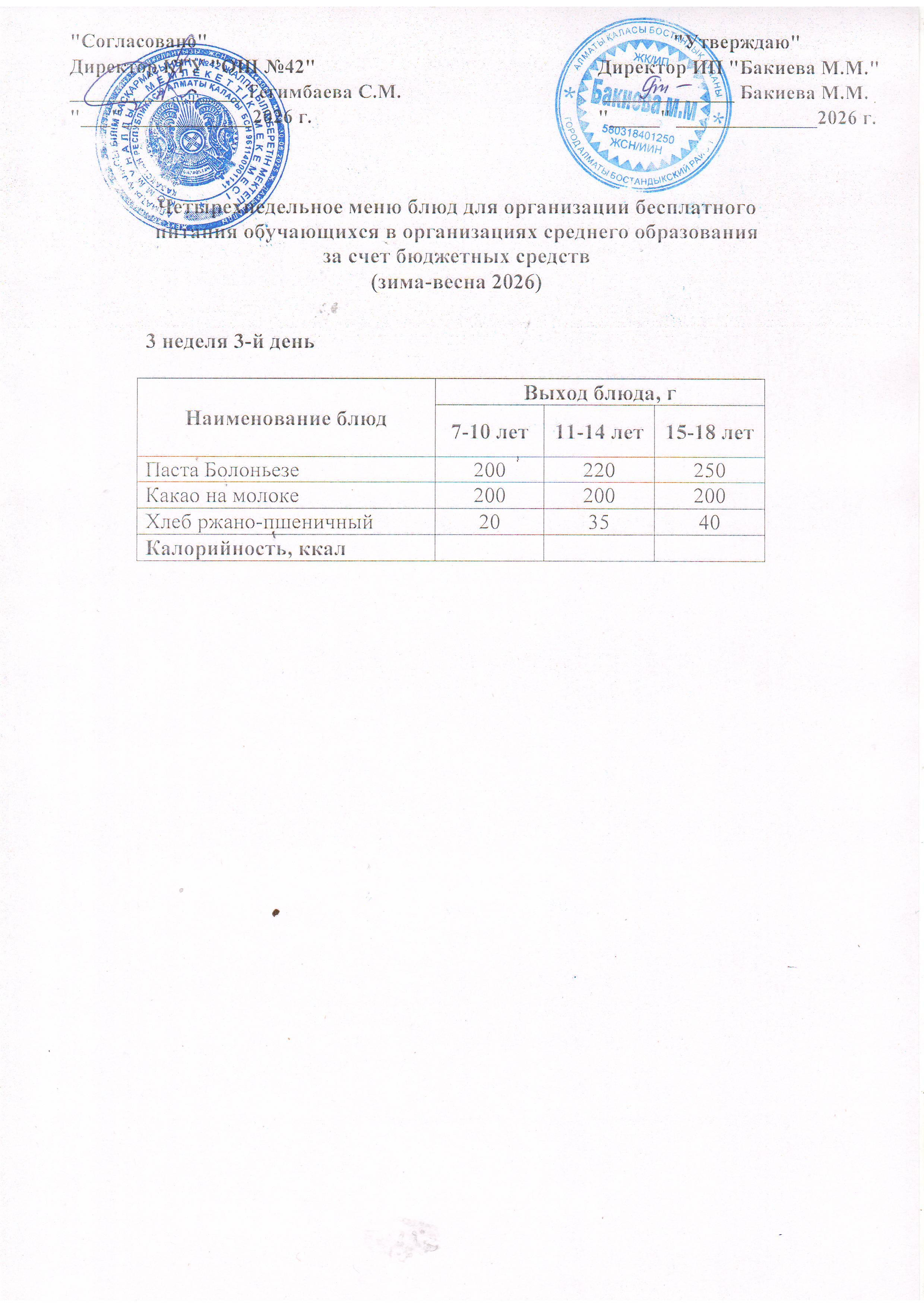 3 апта, 3 күннің ас мәзірі...